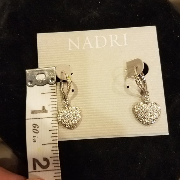 PAVE HEART DANGLE EARRINGS - Picture 3 of 3